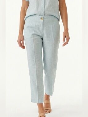 Banana Republic Factory Light Blue Cropped Linen Pants